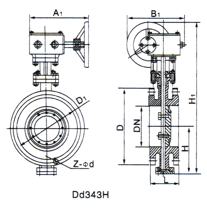 D343H三偏心法兰蝶阀(图1)