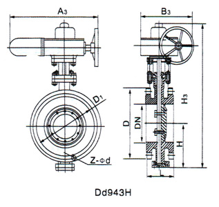 D943H防爆电动三偏心法兰蝶阀(图1)