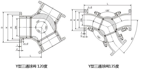 Q642F电动Y型三通球阀(图1)